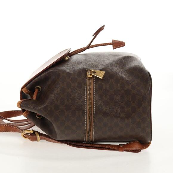 CELINE Macadam Canvas Backpack PVC Leather Brown Gold Auth 156449 main image 4